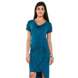 BCBG Max Azria Tia Dress Moroccan Blue Draped Cowl